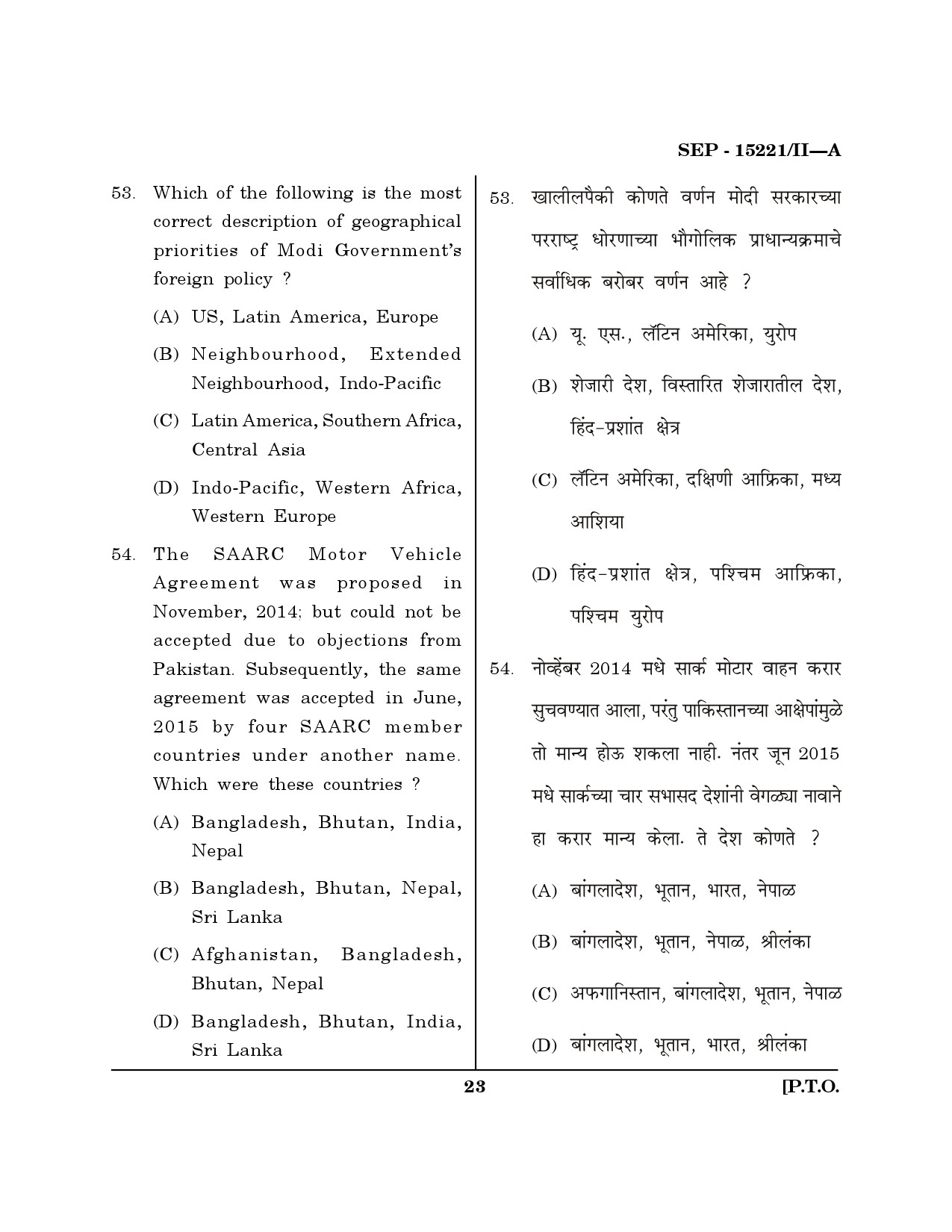 Maharashtra SET Political Science Exam Question Paper September 2021 22