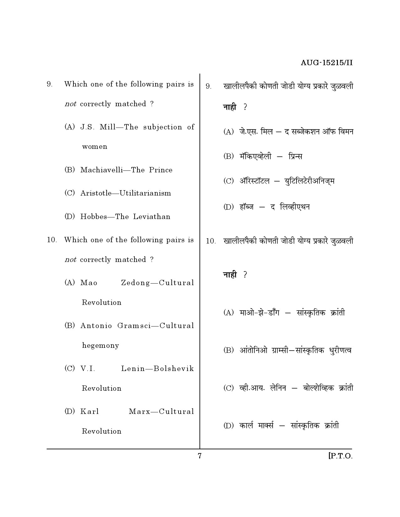Maharashtra SET Political Science Question Paper II August 2015 6