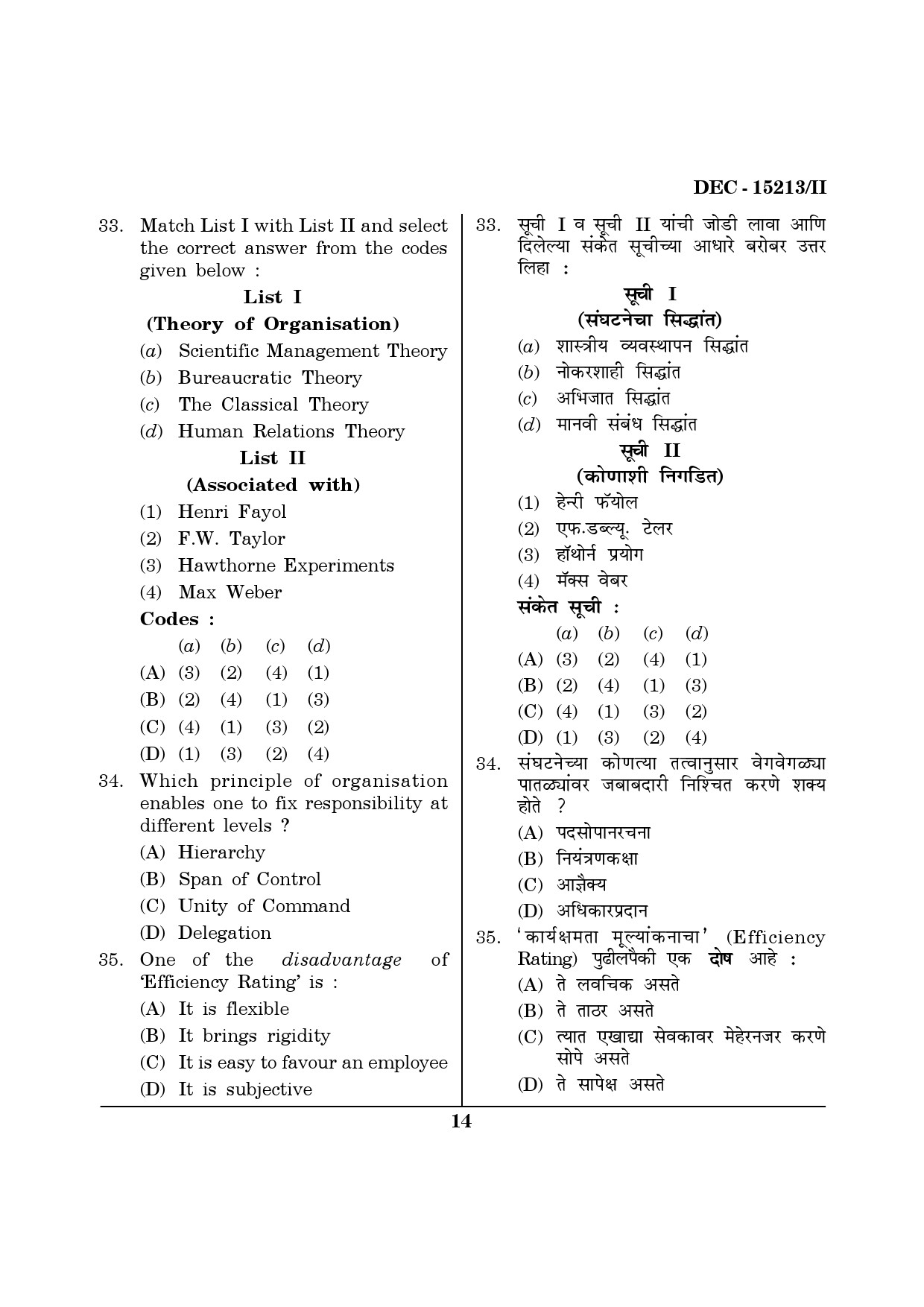 Maharashtra SET Political Science Question Paper II December 2013 13