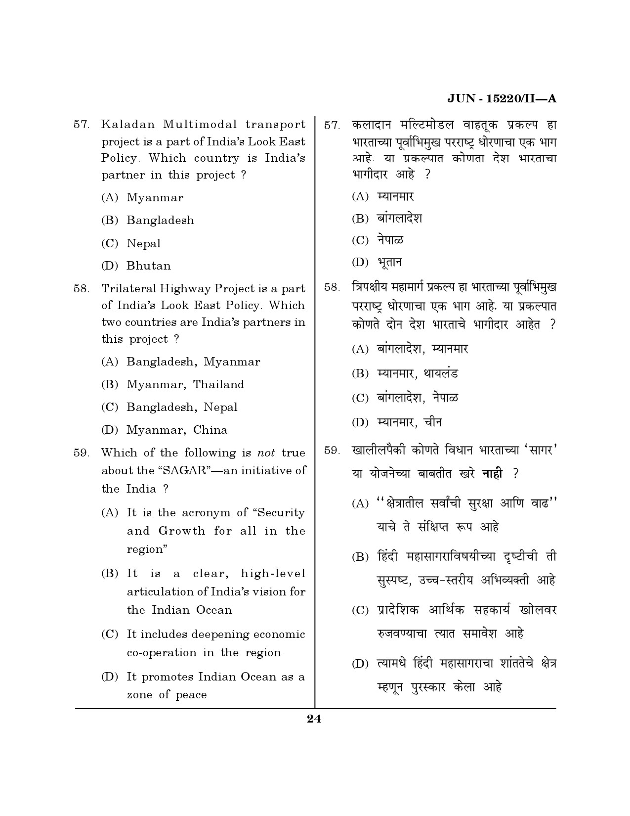 Maharashtra SET Political Science Question Paper II June 2020 23