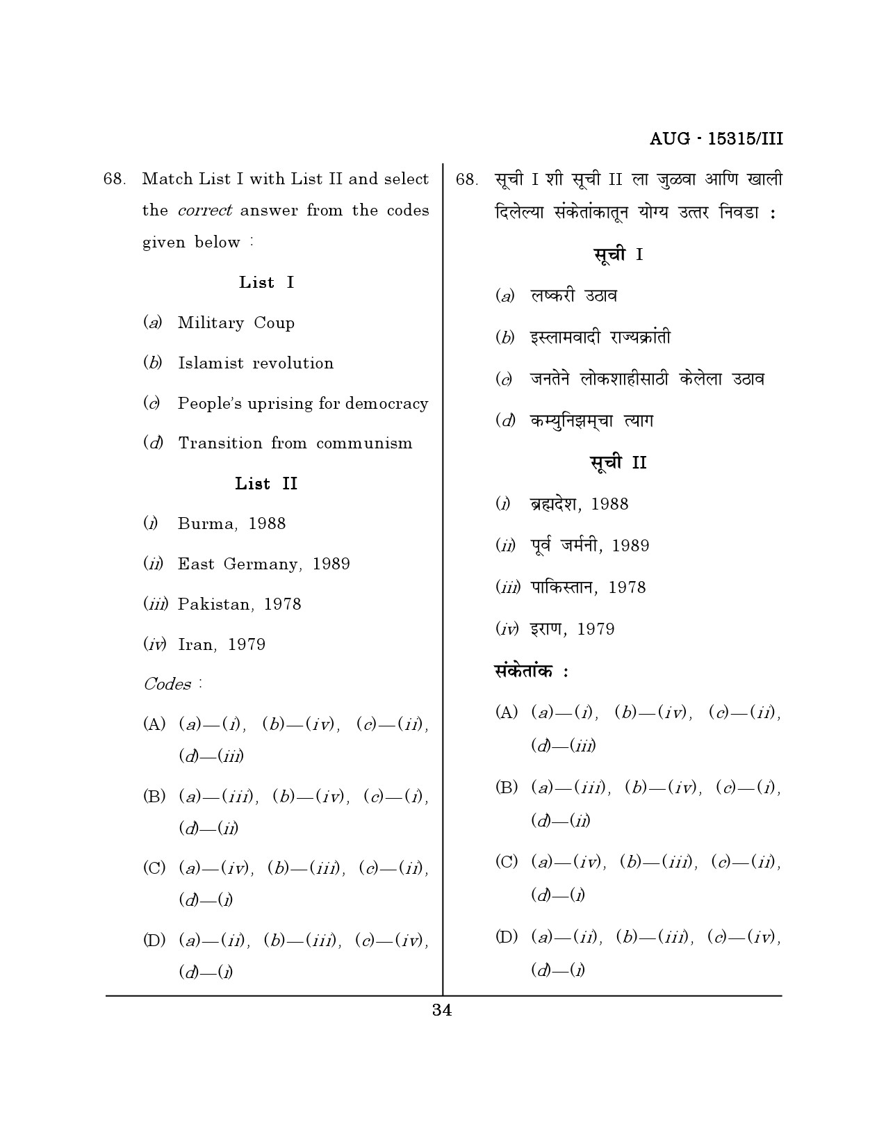 Maharashtra SET Political Science Question Paper III August 2015 33