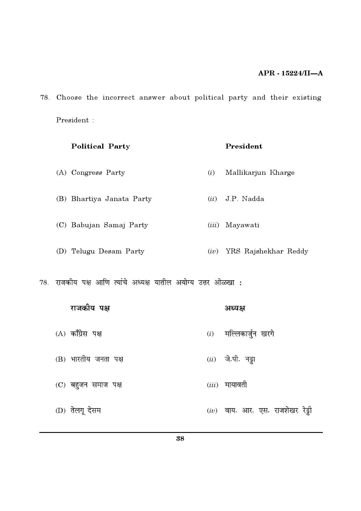 MH SET Political Science Question Paper II April 2024 13