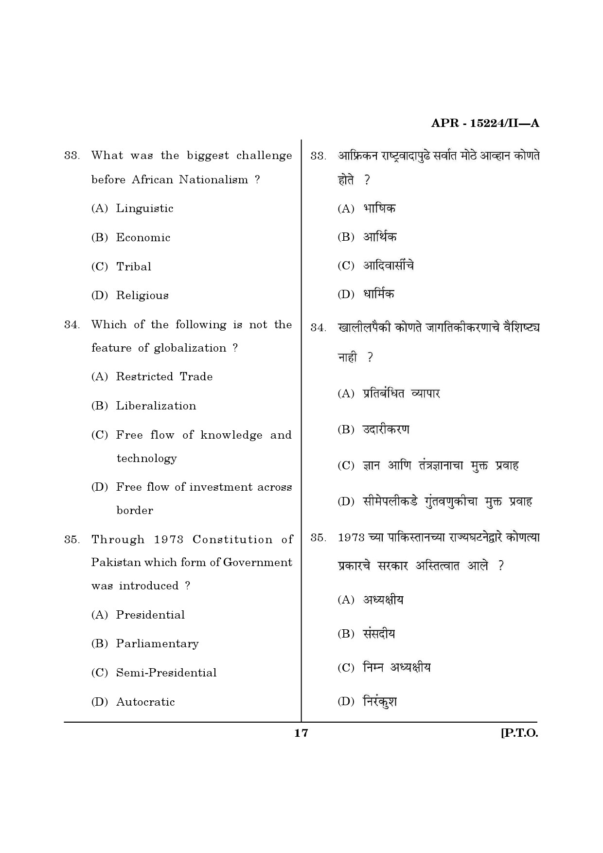 MH SET Political Science Question Paper II April 2024 6