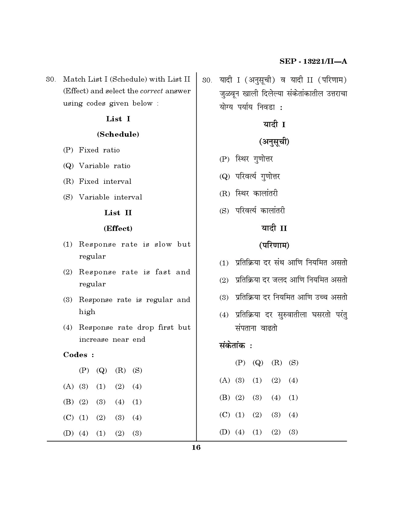 Maharashtra SET Psychology Exam Question Paper September 2021 15