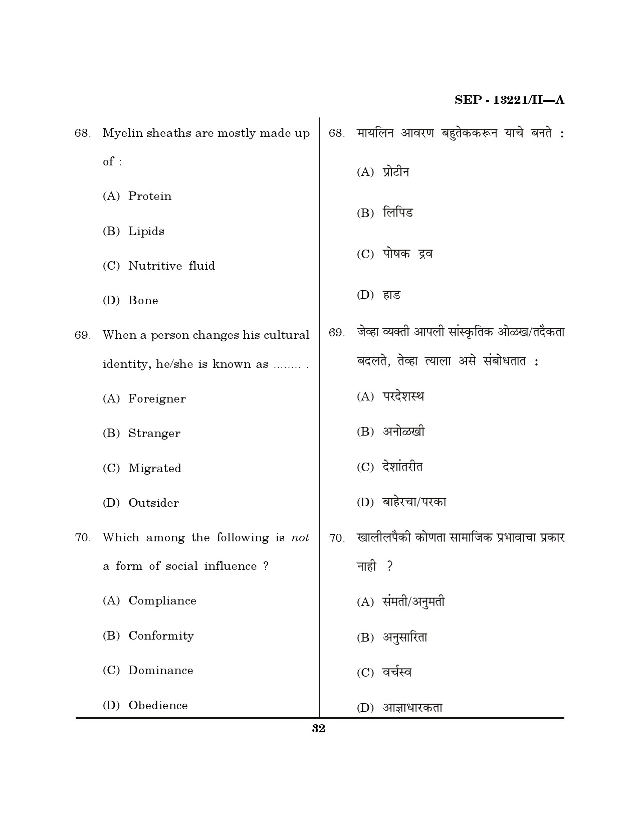 Maharashtra SET Psychology Exam Question Paper September 2021 31