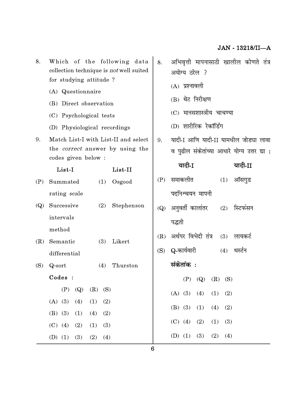 Maharashtra SET Psychology Question Paper II January 2018 5