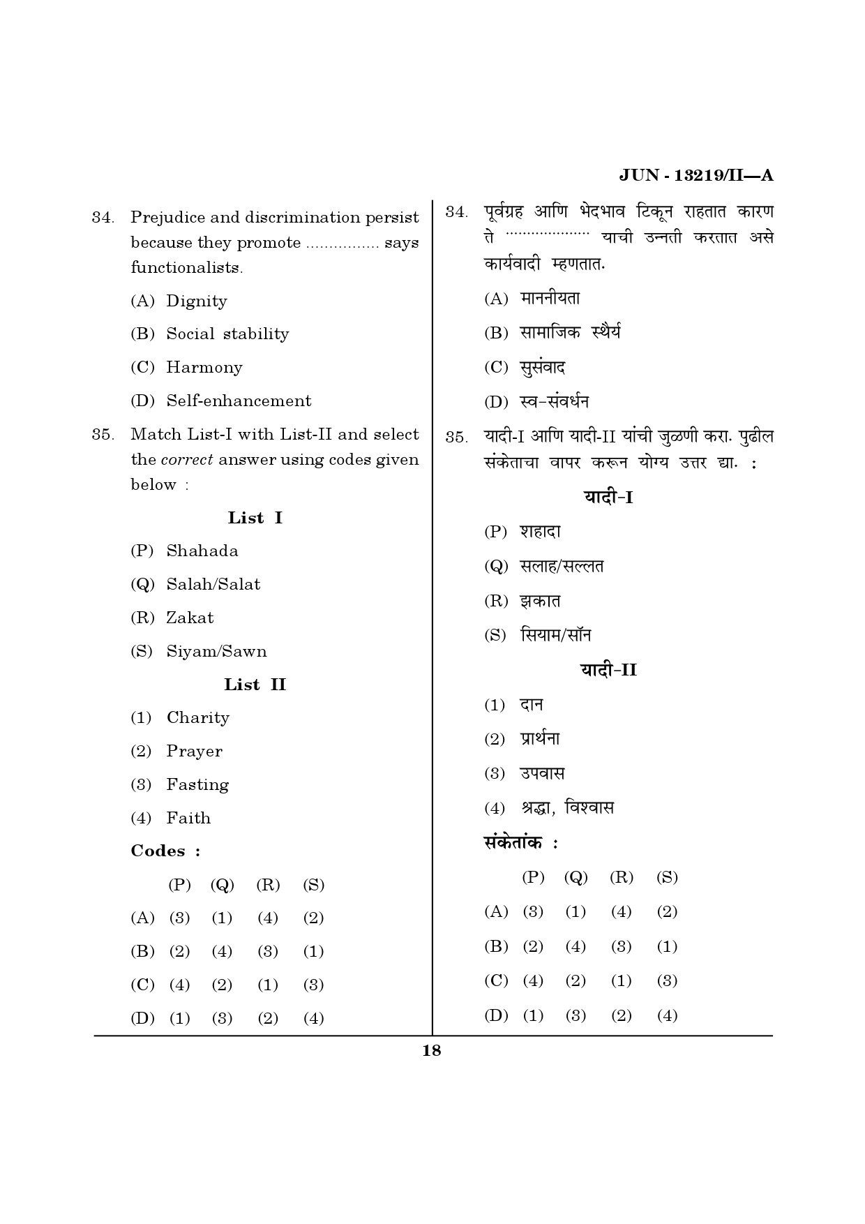 Maharashtra SET Psychology Question Paper II June 2019 17