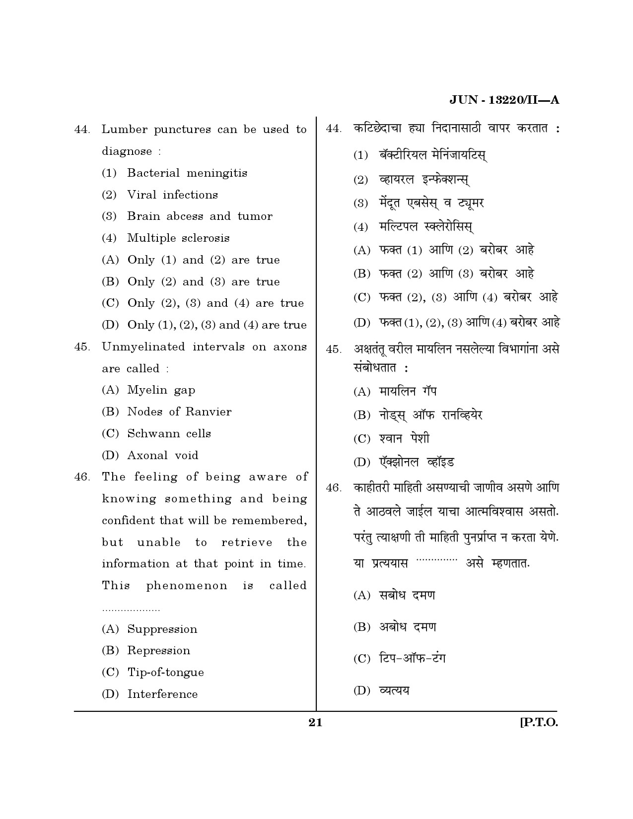 Maharashtra SET Psychology Question Paper II June 2020 20