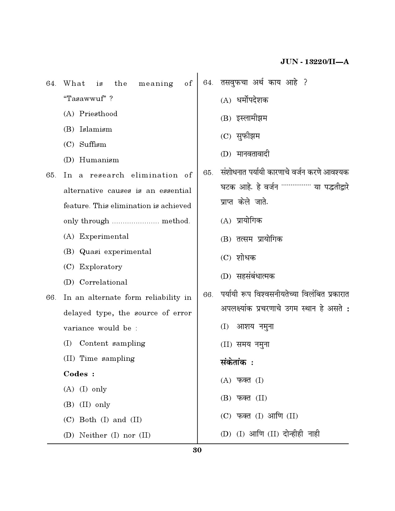 Maharashtra SET Psychology Question Paper II June 2020 29
