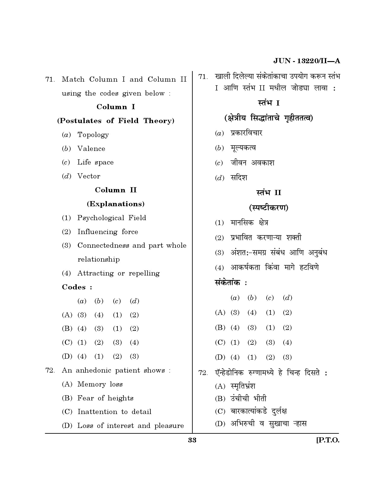 Maharashtra SET Psychology Question Paper II June 2020 32