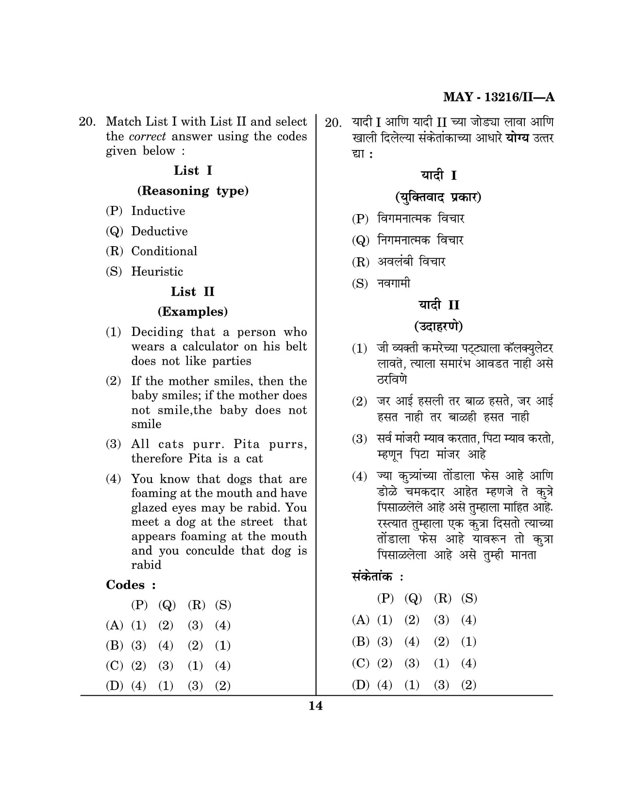 Maharashtra SET Psychology Question Paper II May 2016 13