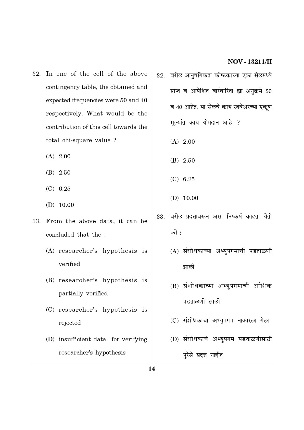 Maharashtra SET Psychology Question Paper II November 2011 14