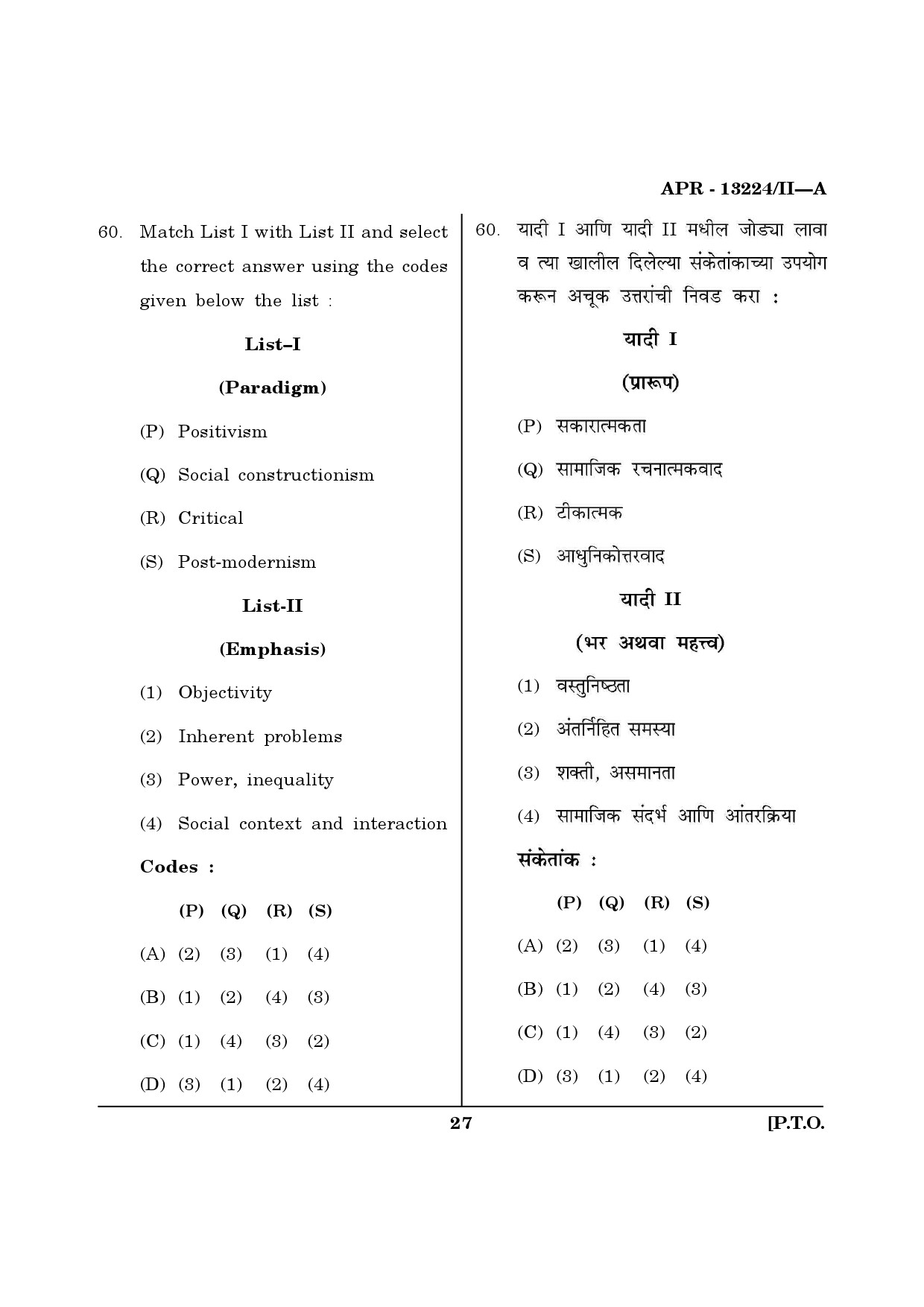 MH SET Psychology Question Paper II April 2024 26