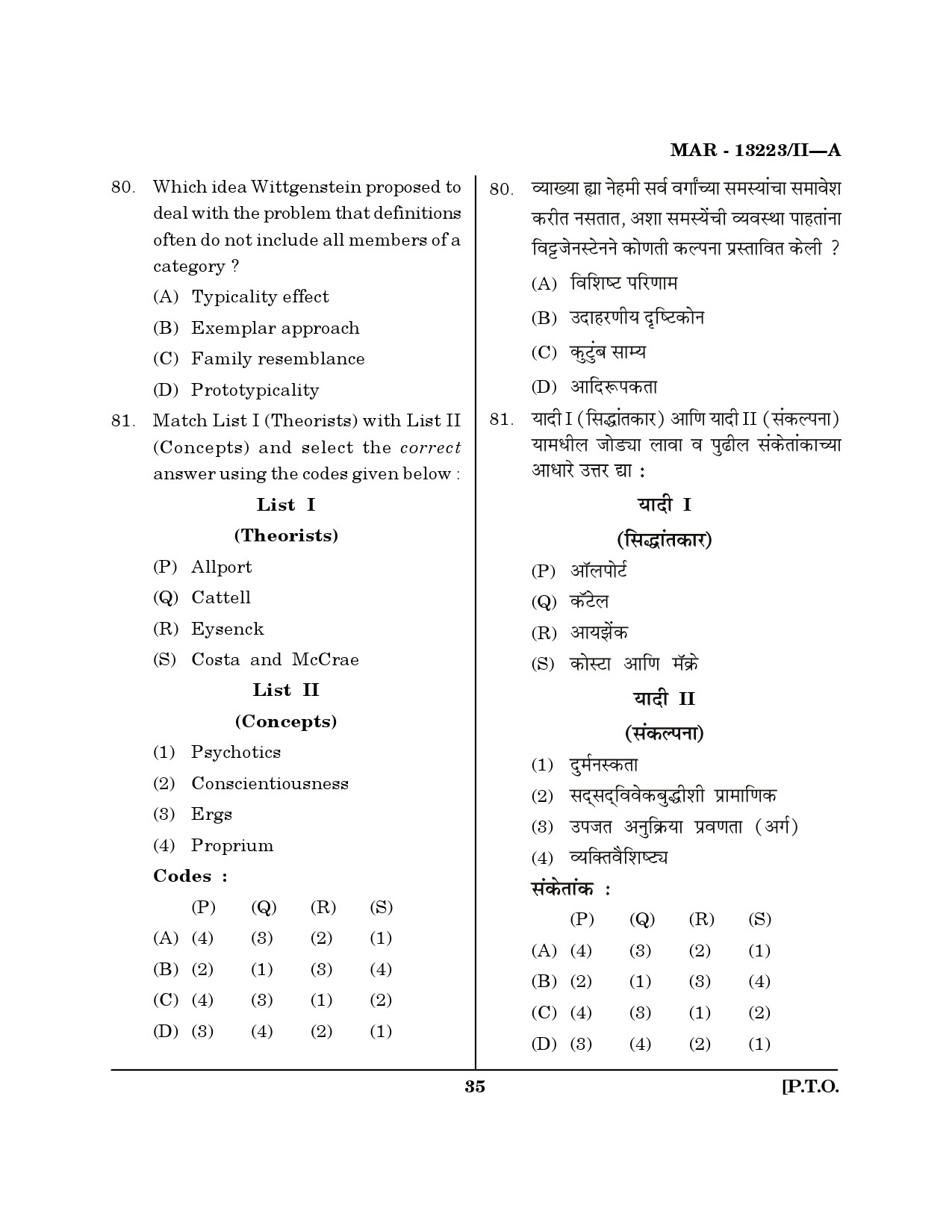 MH SET Psychology Question Paper II March 2023 34