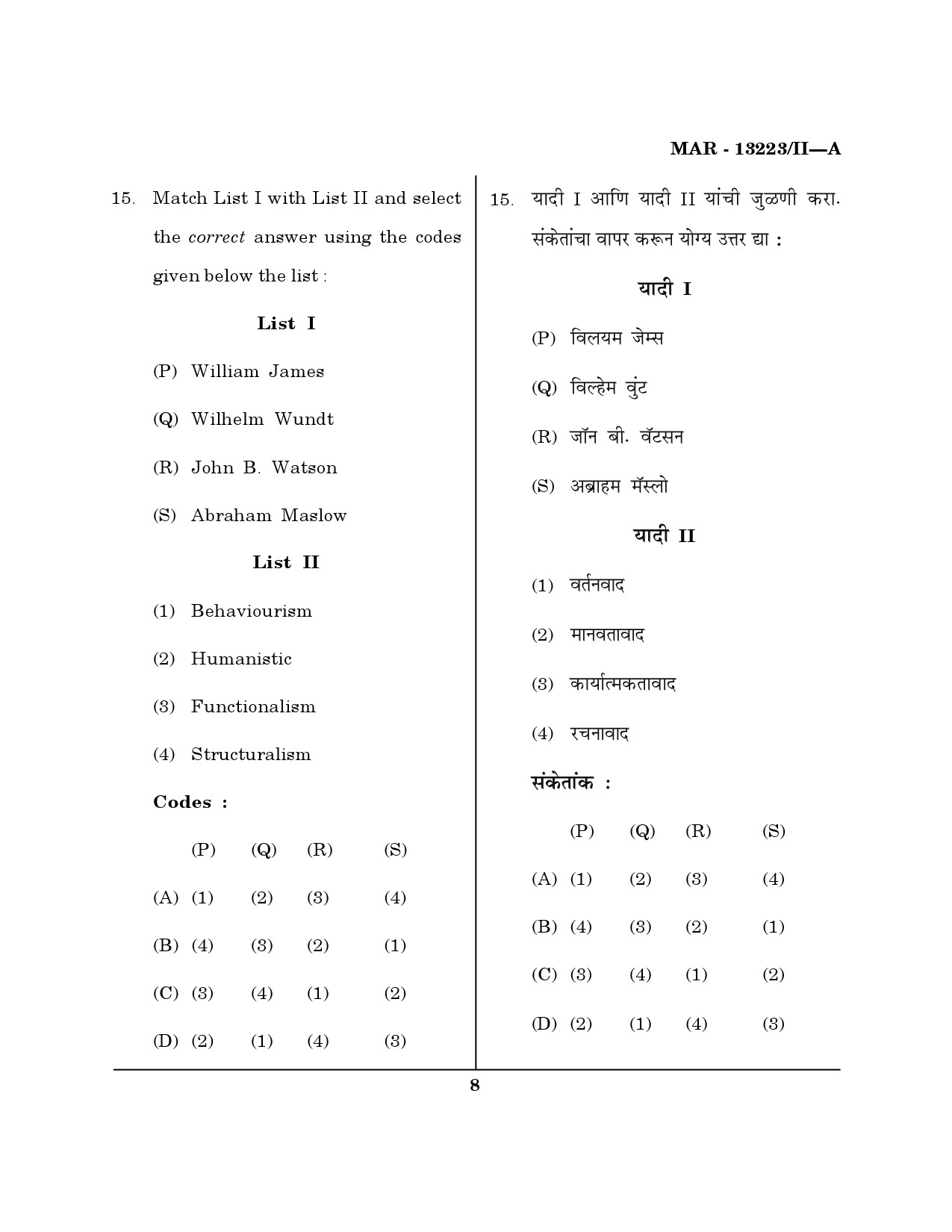 MH SET Psychology Question Paper II March 2023 7