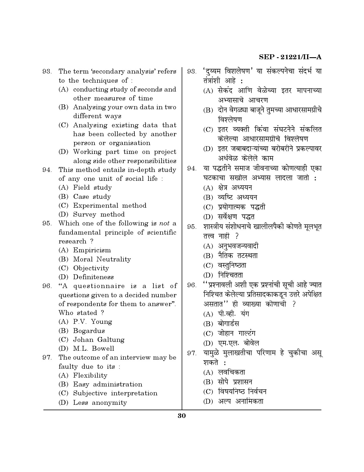 Maharashtra SET Public Administration Exam Question Paper September 2021 29