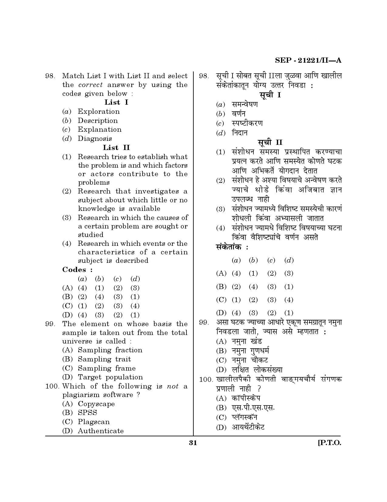 Maharashtra SET Public Administration Exam Question Paper September 2021 30