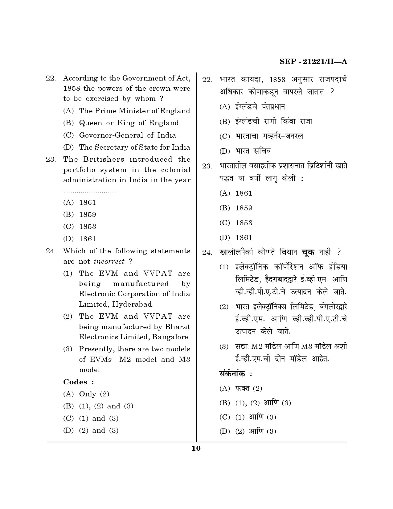 Maharashtra SET Public Administration Exam Question Paper September 2021 9