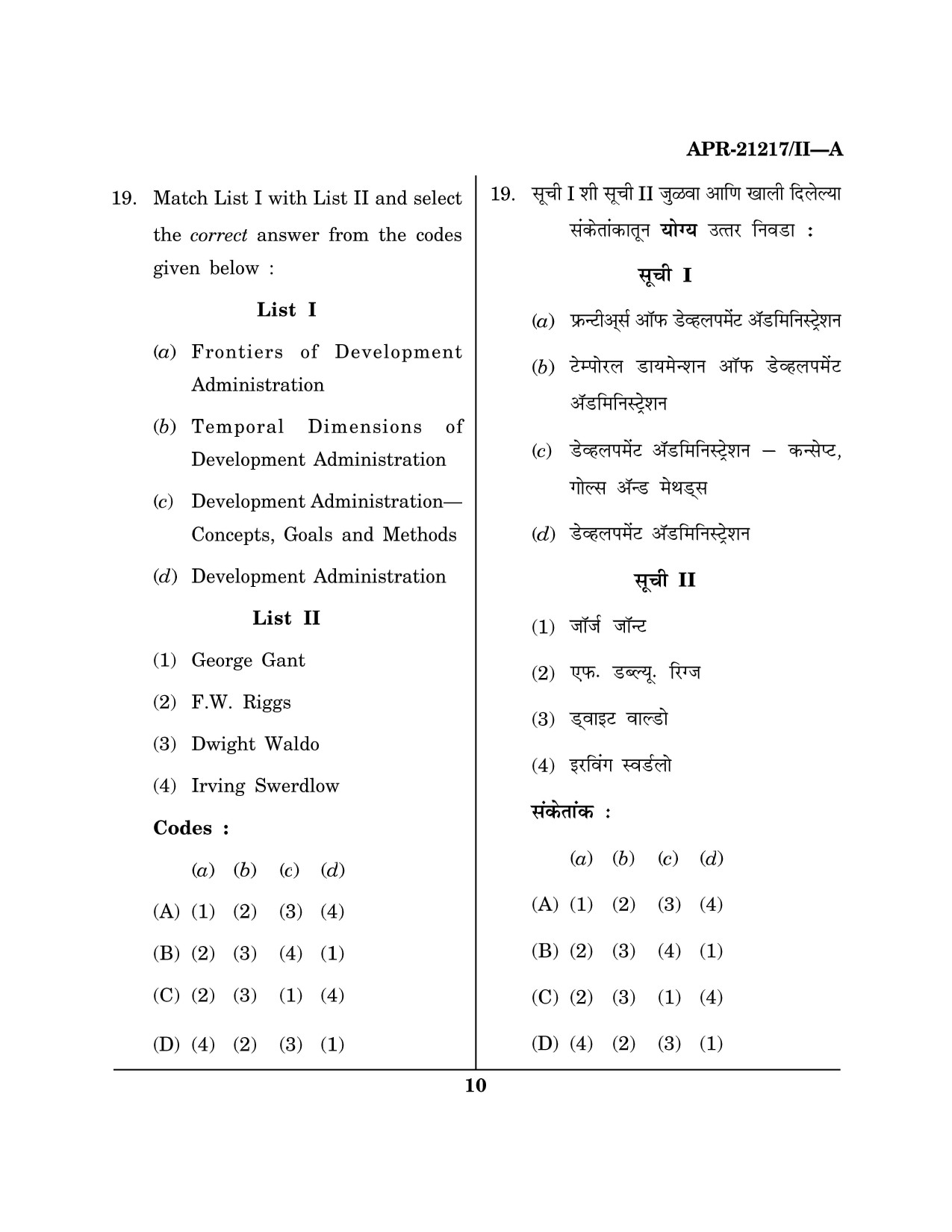 Maharashtra SET Public Administration Question Paper II April 2017 9