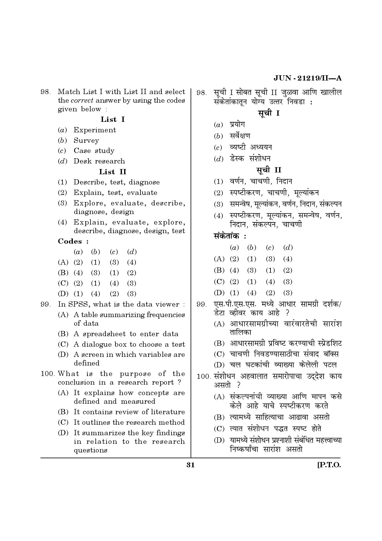 Maharashtra SET Public Administration Question Paper II June 2019 30