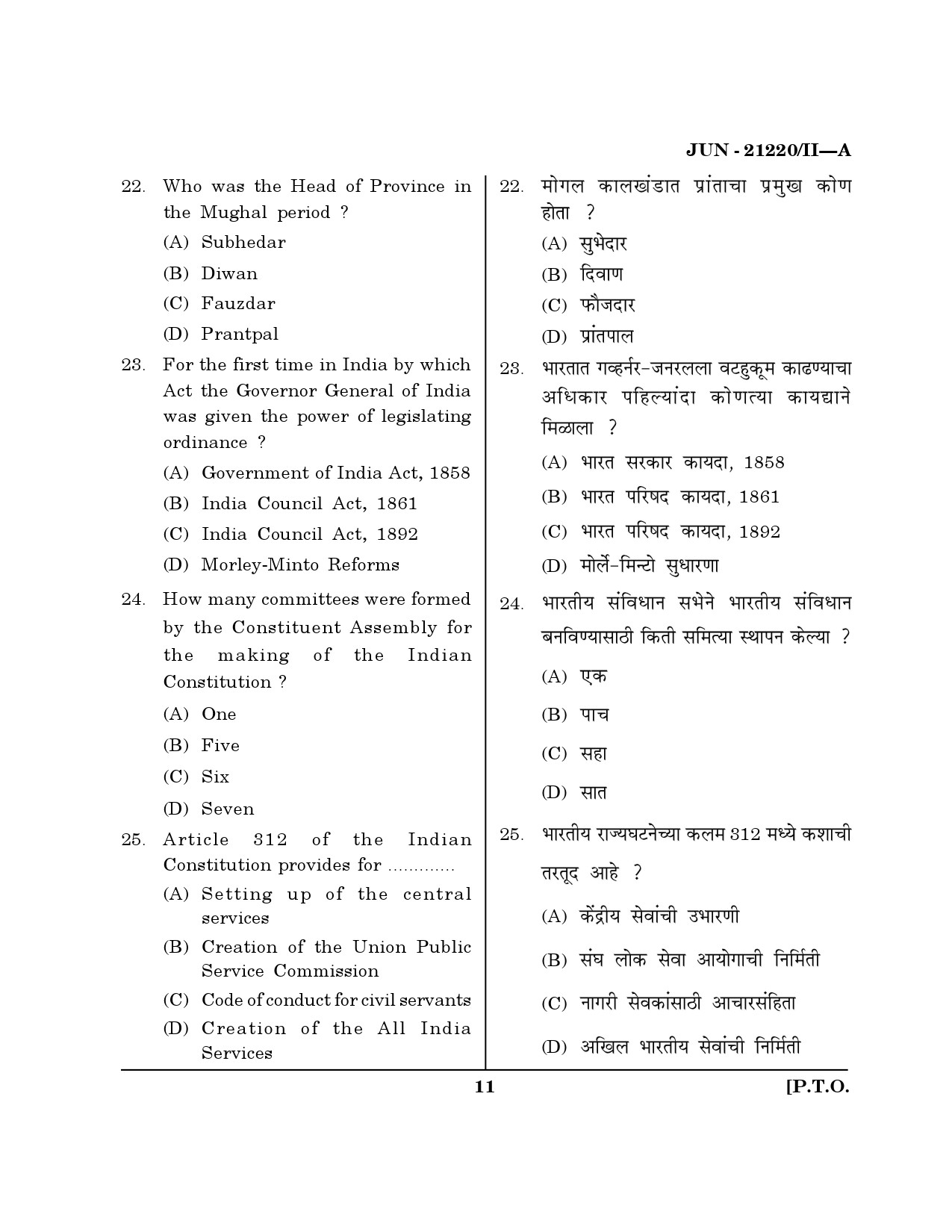 Maharashtra SET Public Administration Question Paper II June 2020 10