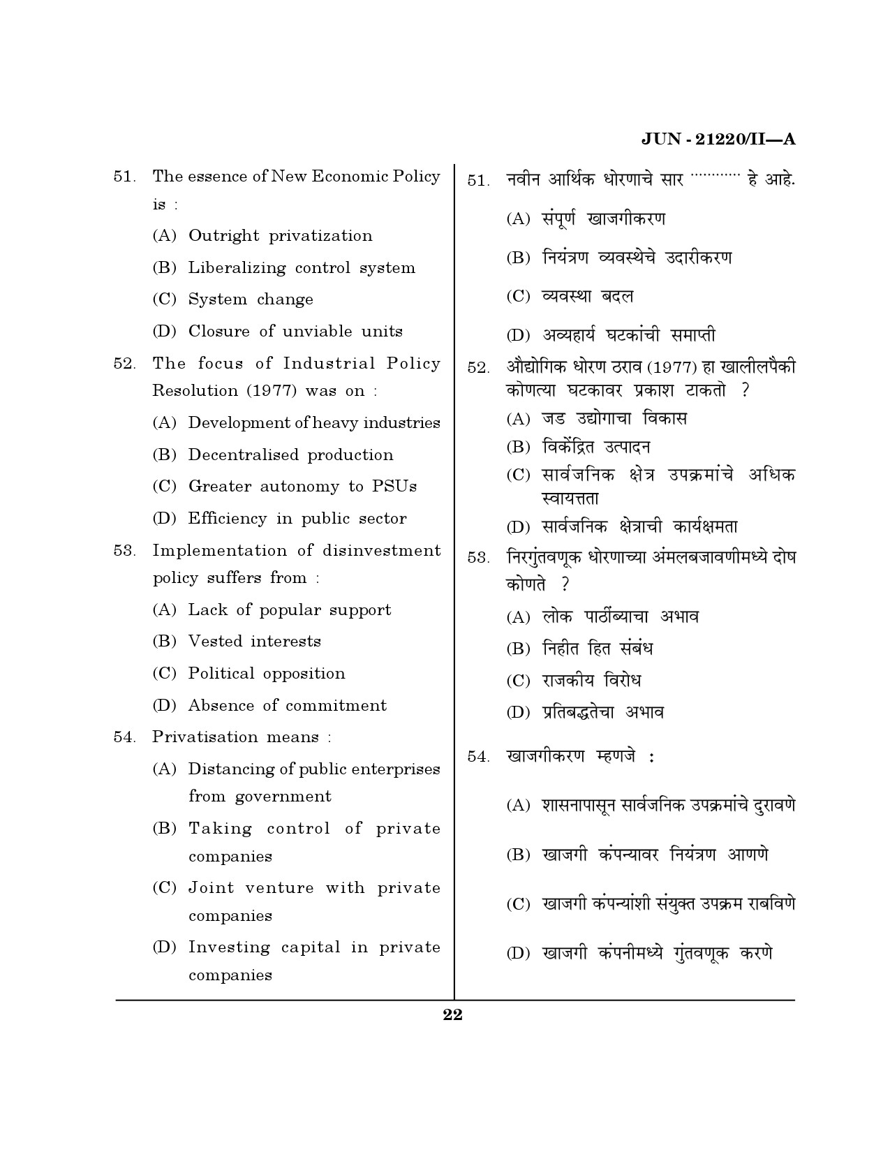 Maharashtra SET Public Administration Question Paper II June 2020 21