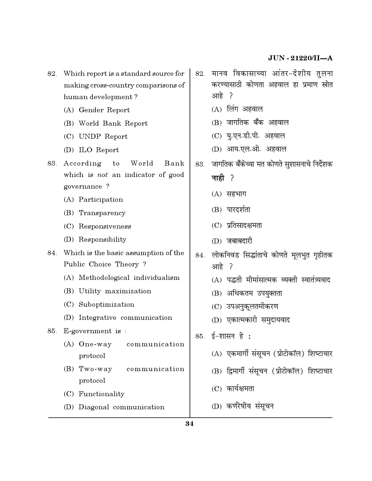 Maharashtra SET Public Administration Question Paper II June 2020 33