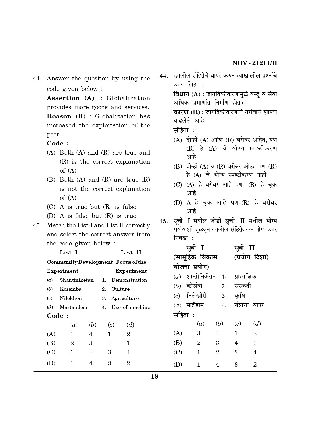 Maharashtra SET Public Administration Question Paper II November 2011 18