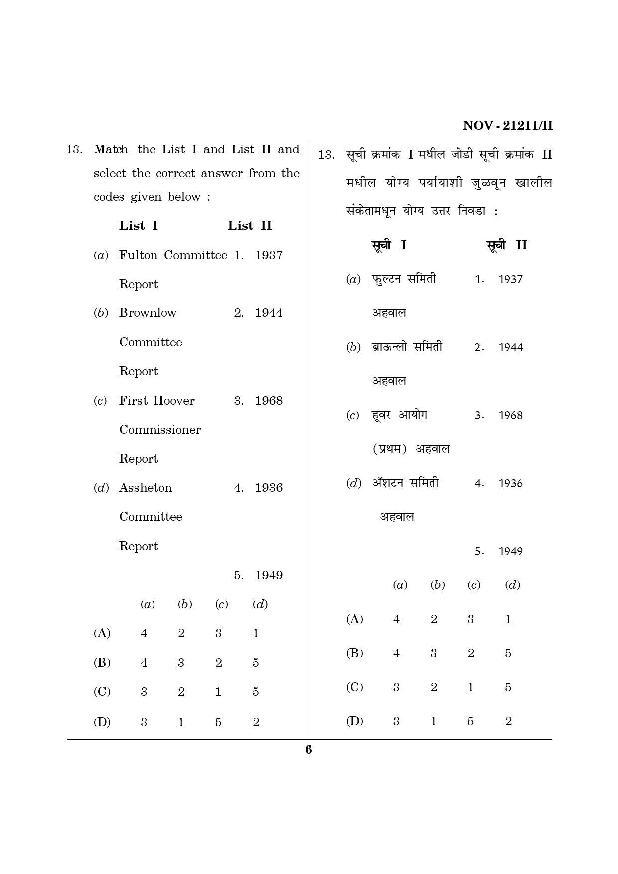 Maharashtra SET Public Administration Question Paper II November 2011 6