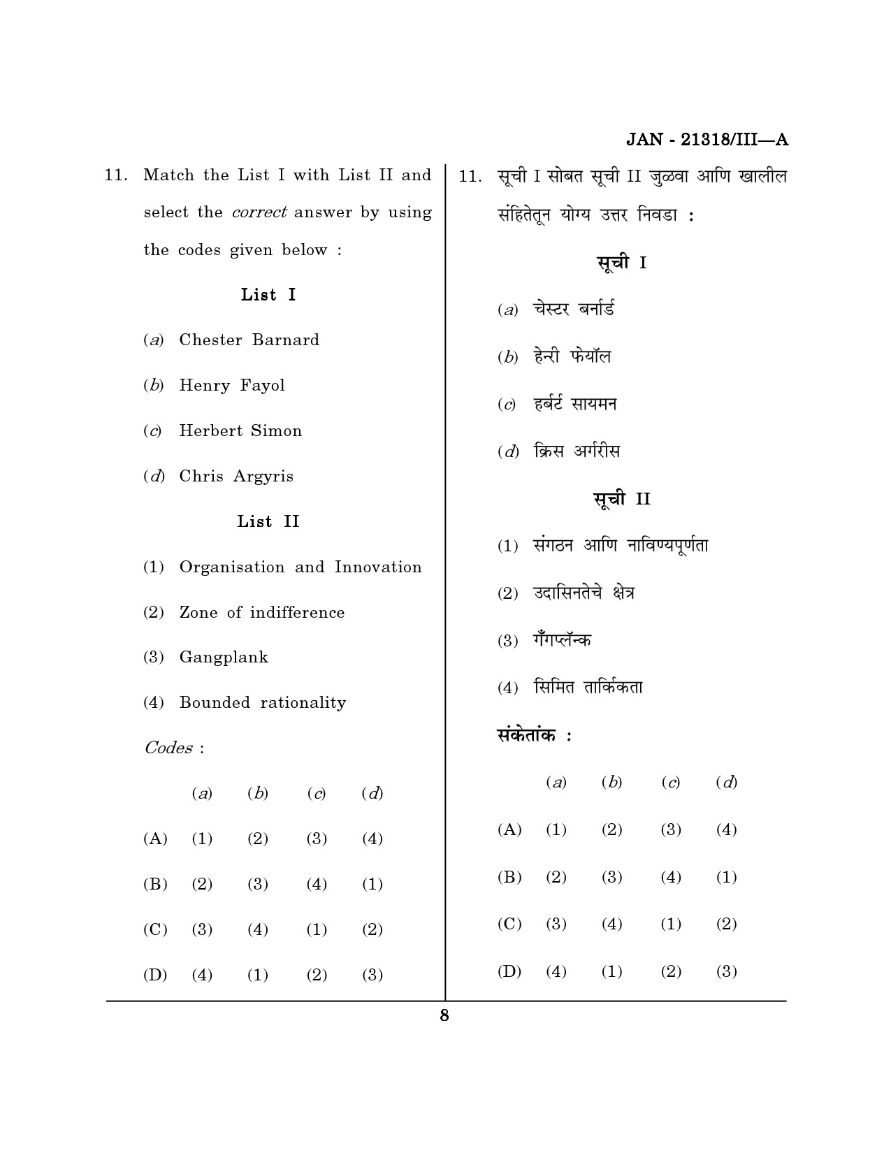 Maharashtra SET Public Administration Question Paper III January 2018 7