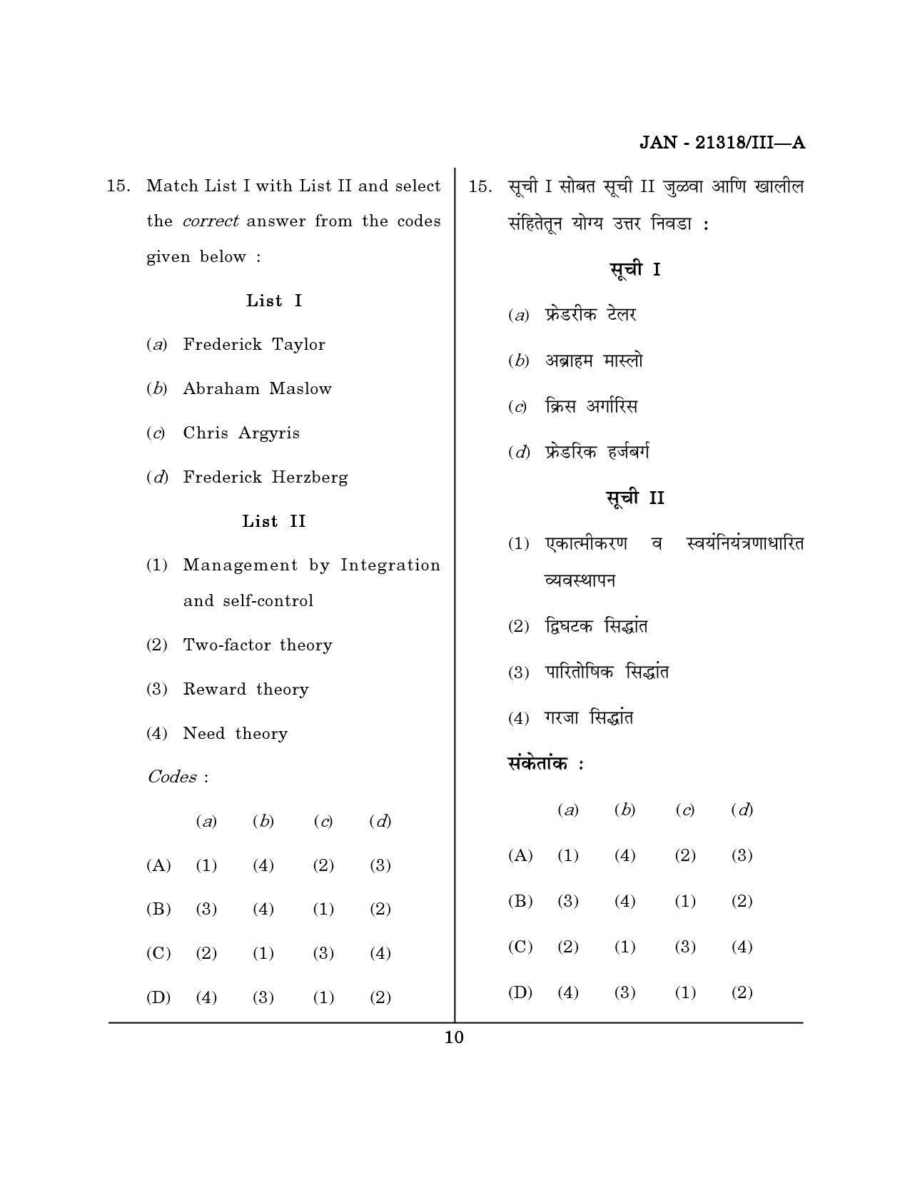 Maharashtra SET Public Administration Question Paper III January 2018 9