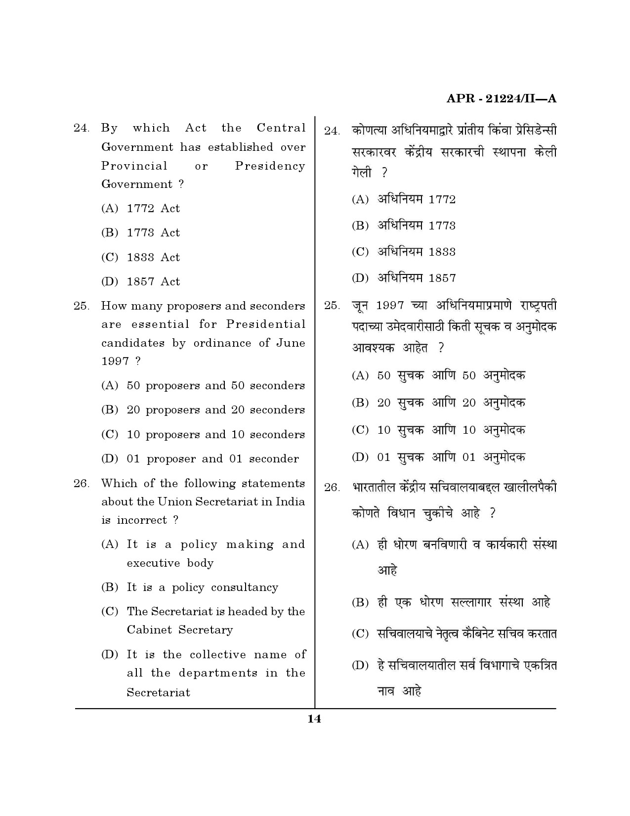 MH SET Public Administration Question Paper II April 2024 13