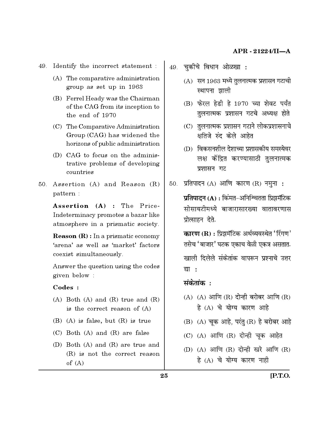 MH SET Public Administration Question Paper II April 2024 24