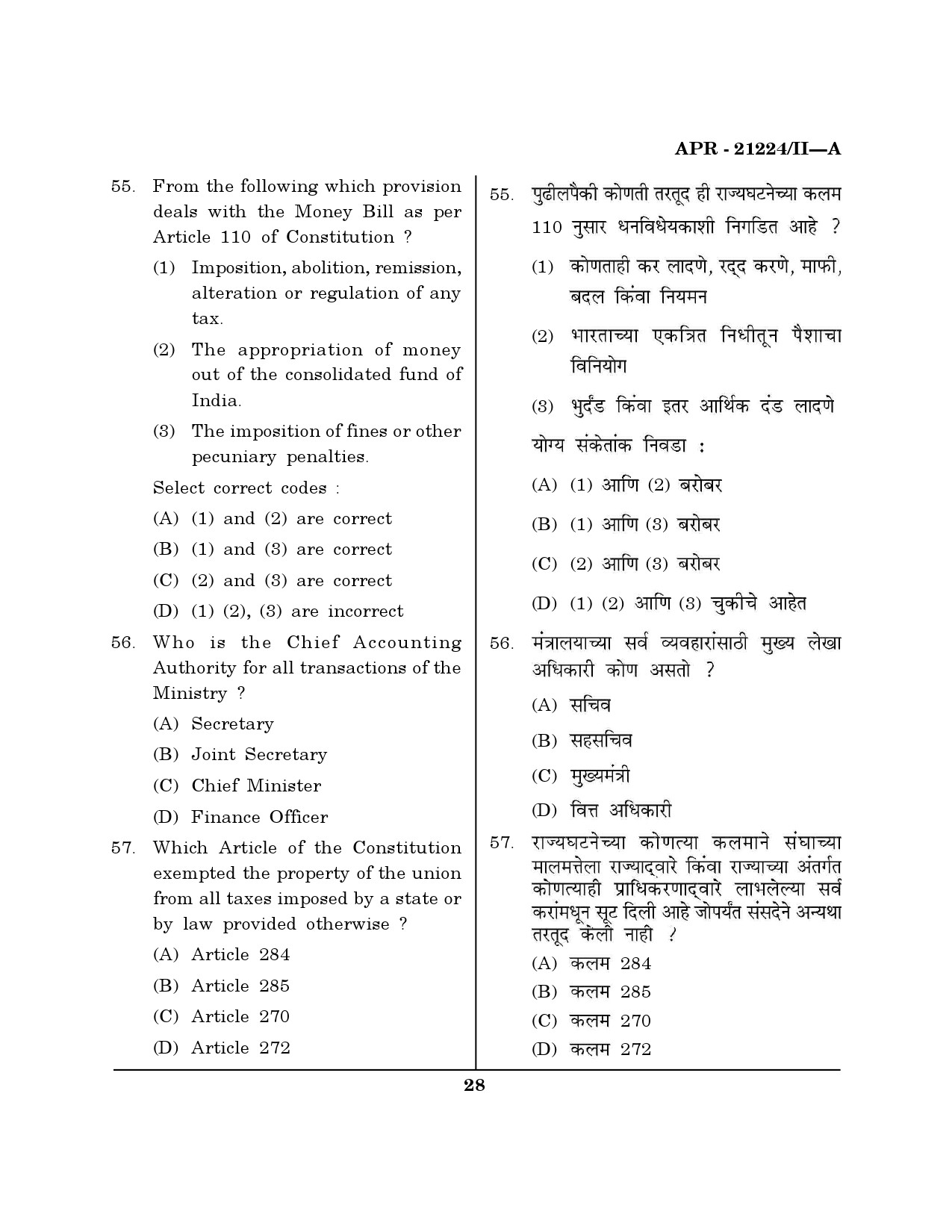 MH SET Public Administration Question Paper II April 2024 27