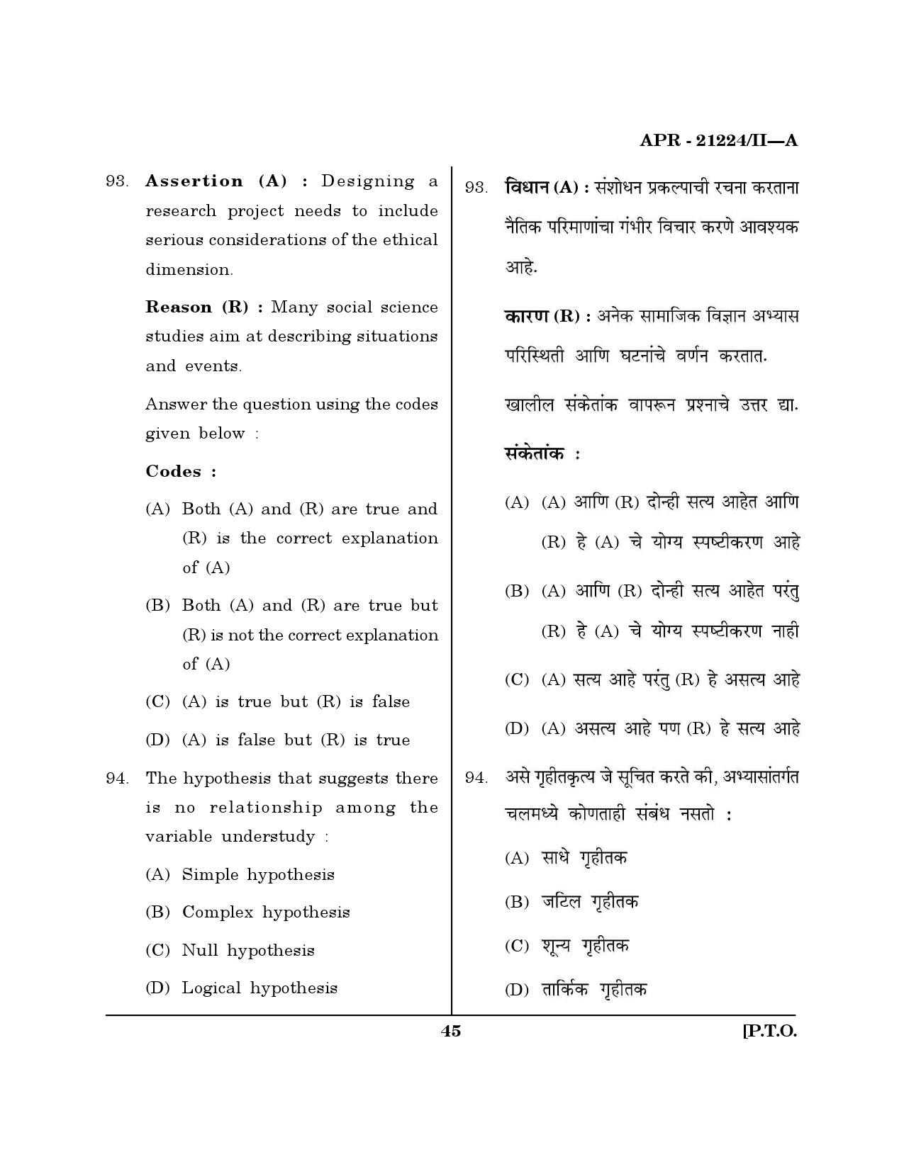 MH SET Public Administration Question Paper II April 2024 44