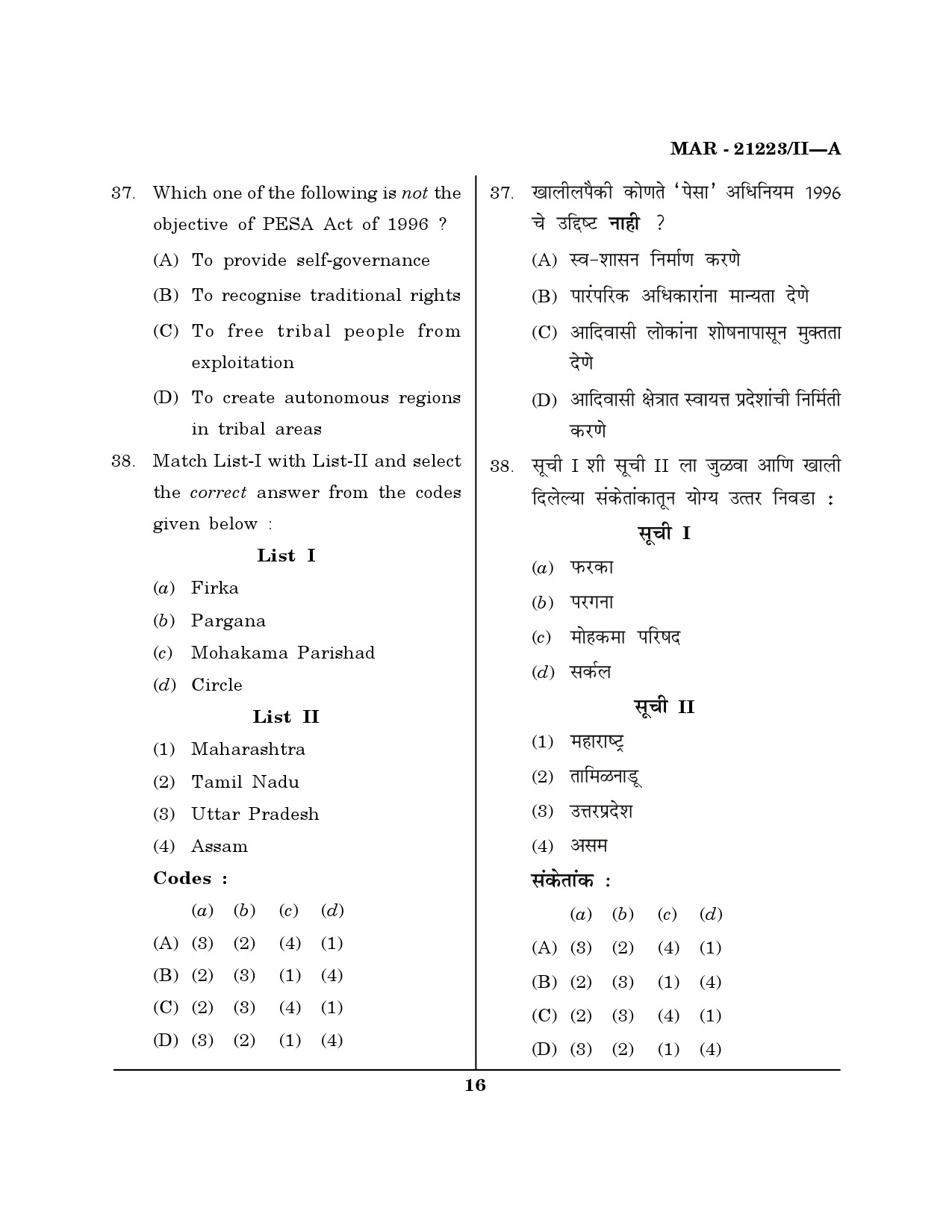 MH SET Public Administration Question Paper II March 2023 15