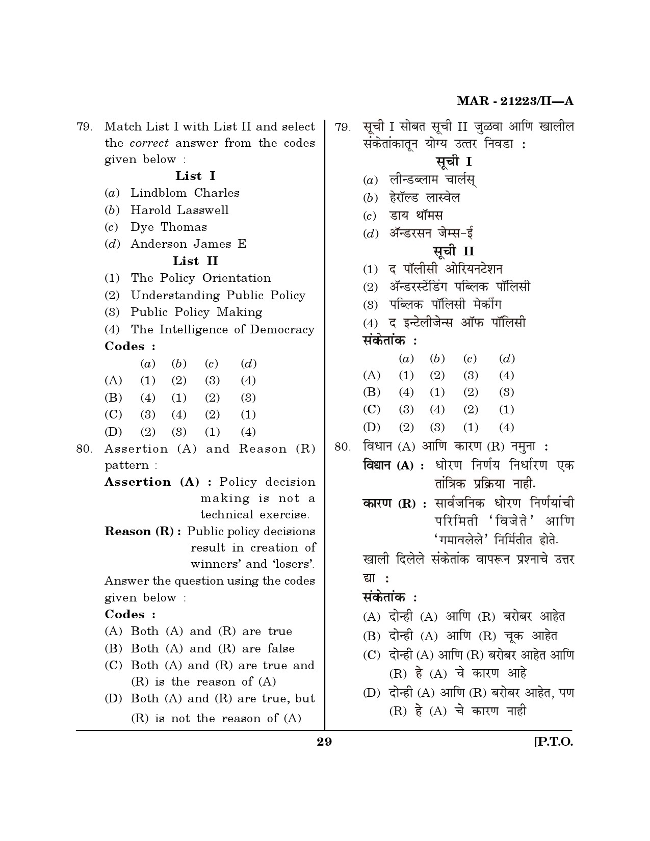 MH SET Public Administration Question Paper II March 2023 28