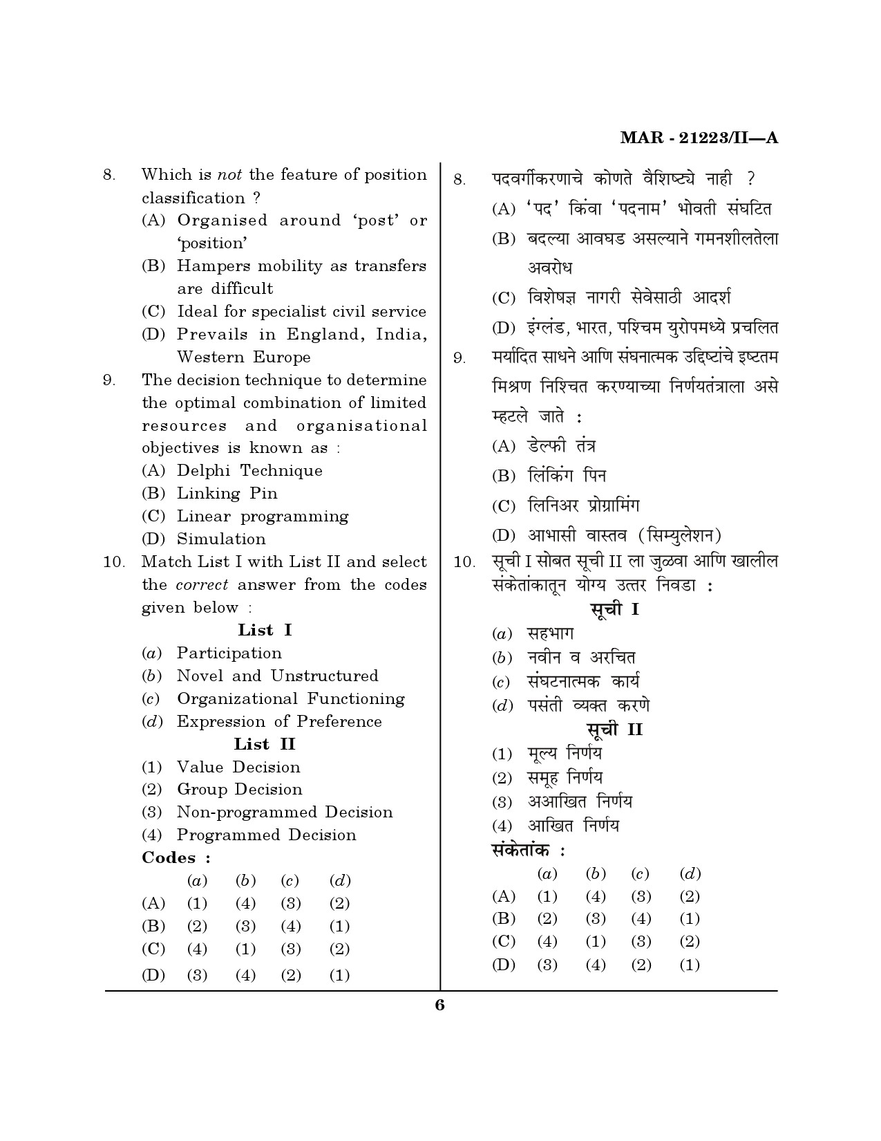 MH SET Public Administration Question Paper II March 2023 5