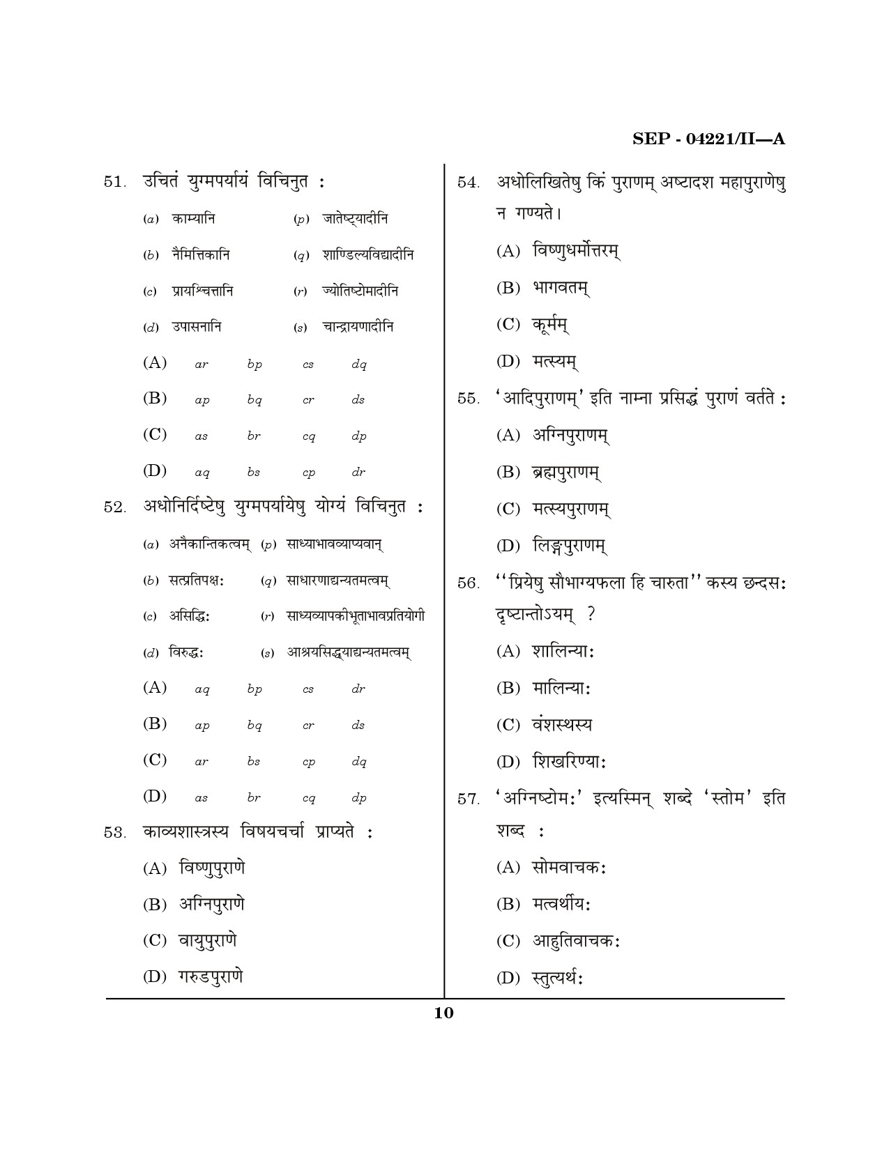 Maharashtra SET Sanskrit Exam Question Paper September 2021 9