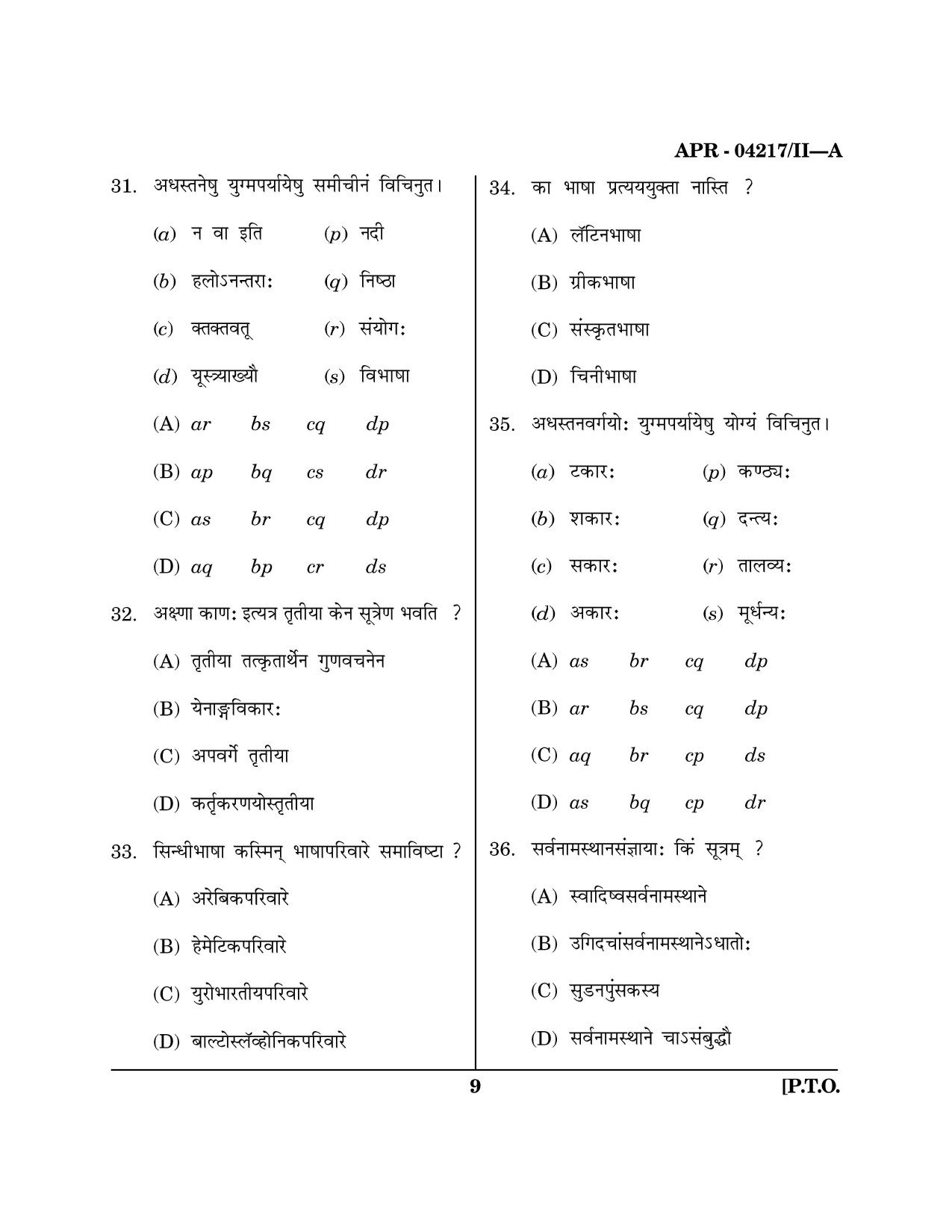Maharashtra SET Sanskrit Question Paper II April 2017 8