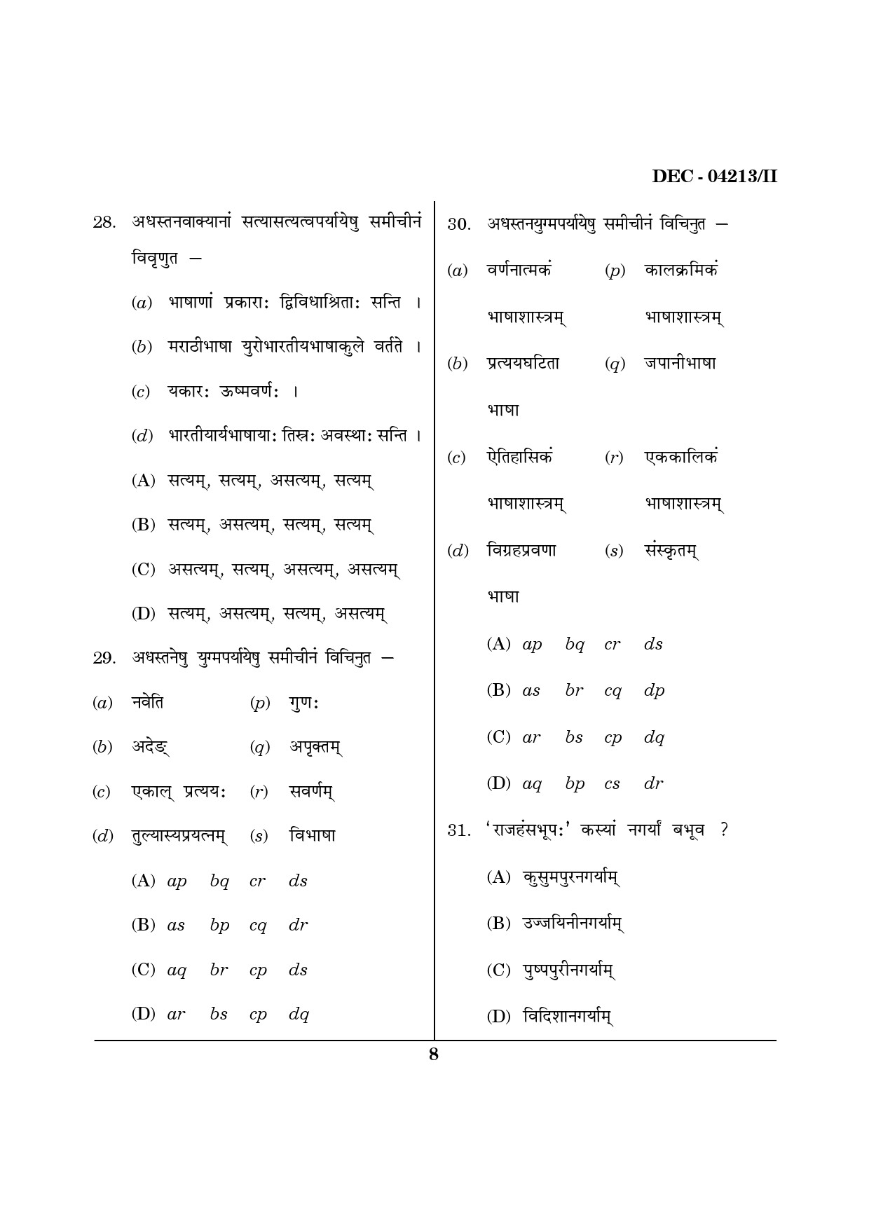 Maharashtra SET Sanskrit Question Paper II December 2013 7