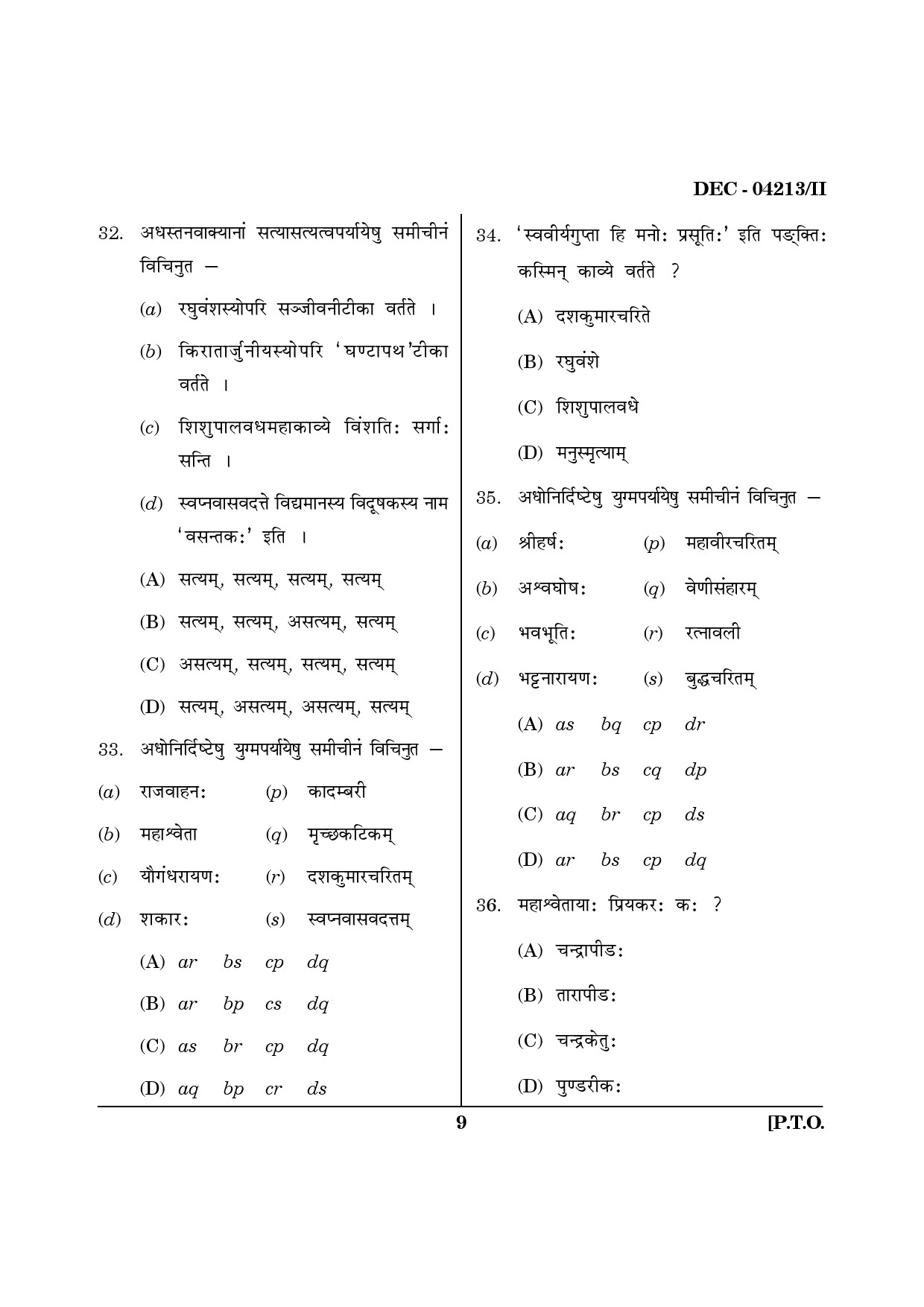 Maharashtra SET Sanskrit Question Paper II December 2013 8