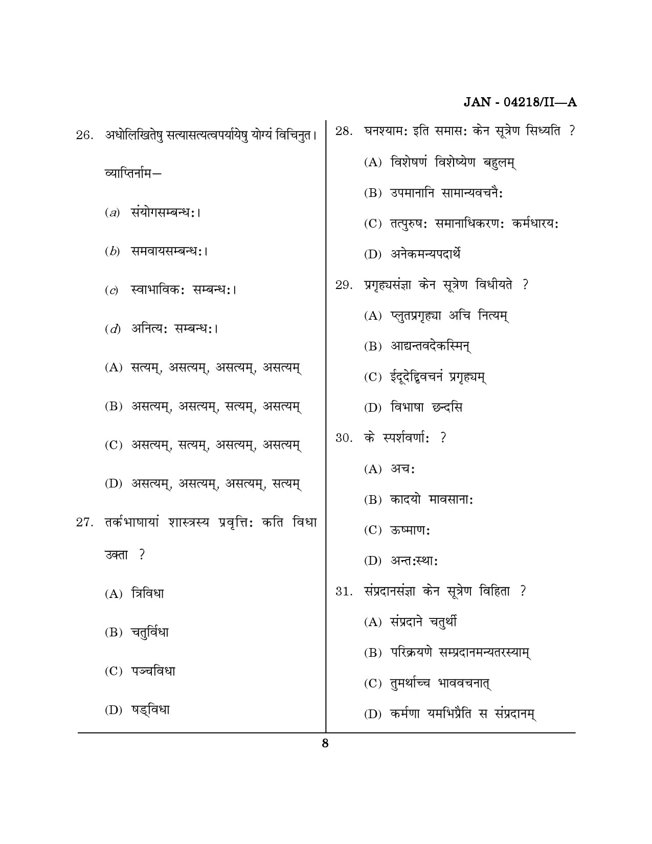 Maharashtra SET Sanskrit Question Paper II January 2018 7