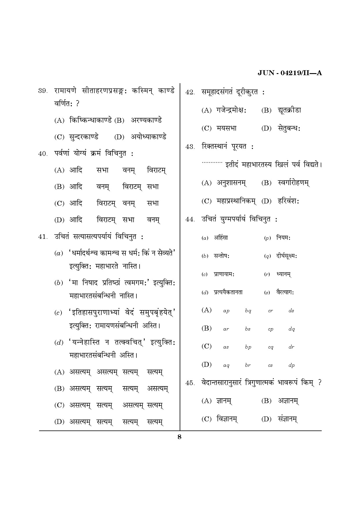Maharashtra SET Sanskrit Question Paper II June 2019 7