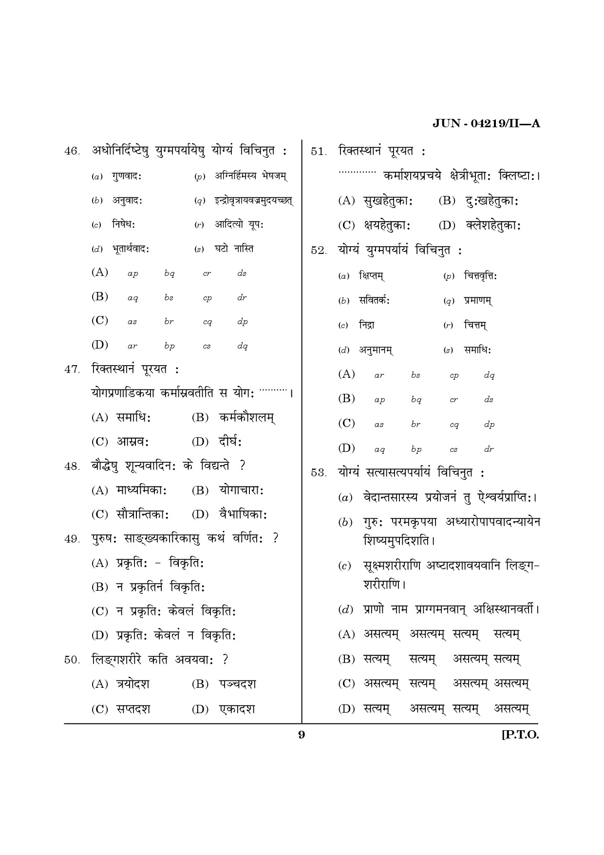 Maharashtra SET Sanskrit Question Paper II June 2019 8