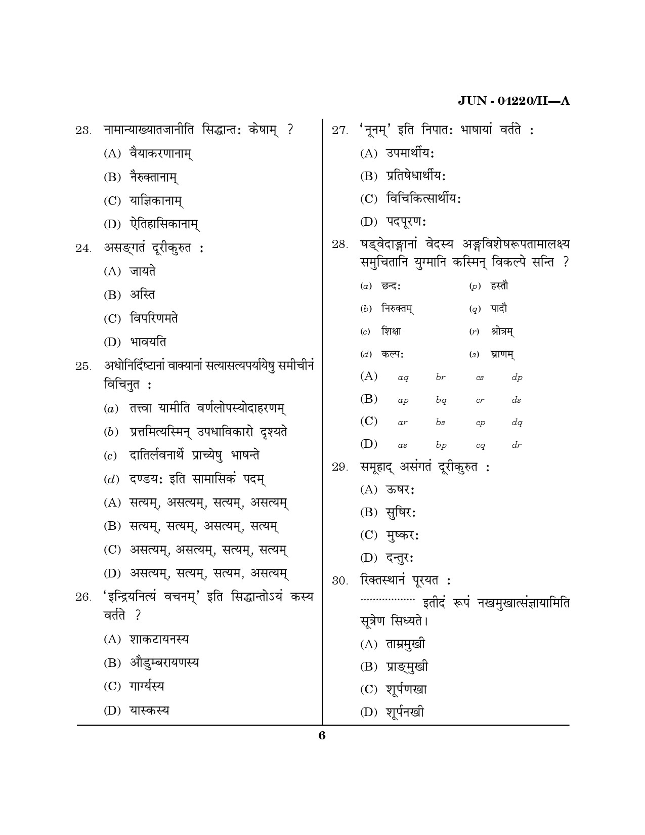 Maharashtra SET Sanskrit Question Paper II June 2020 5