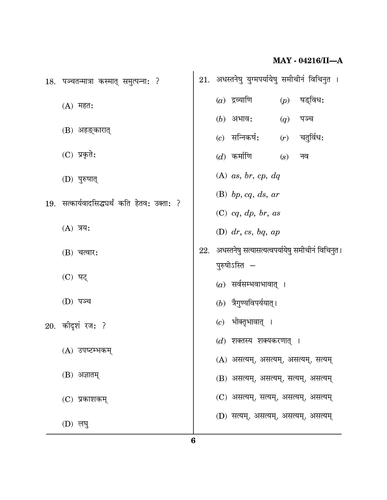 Maharashtra SET Sanskrit Question Paper II May 2016 5