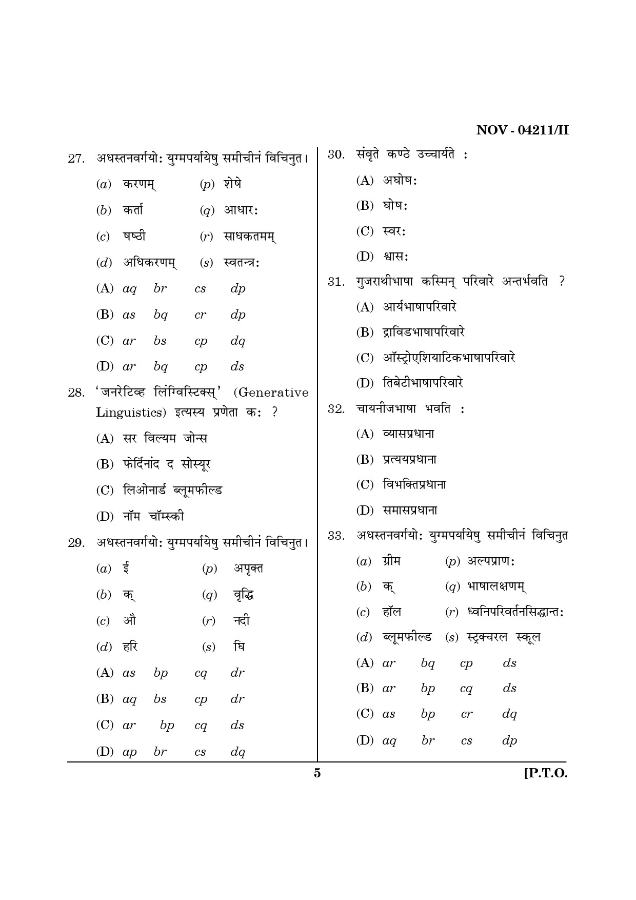 Maharashtra SET Sanskrit Question Paper II November 2011 5