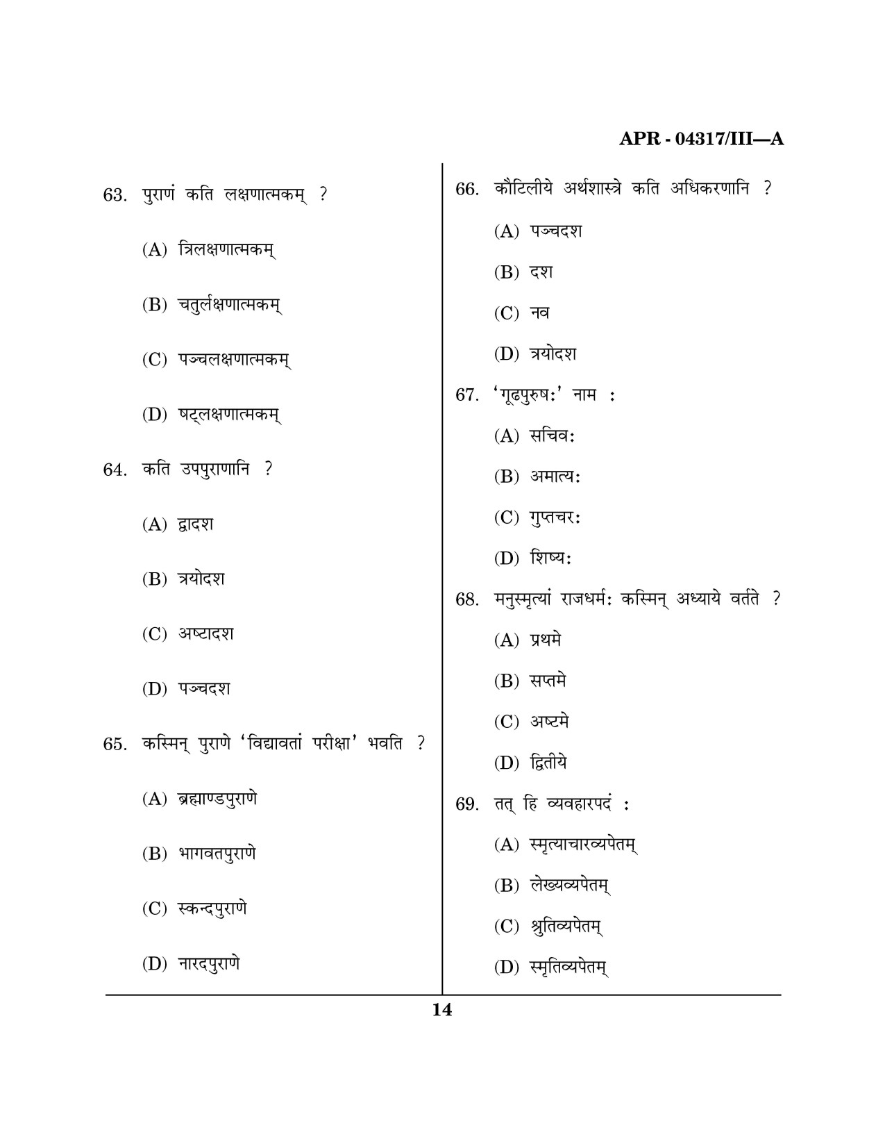 Maharashtra SET Sanskrit Question Paper III April 2017 13