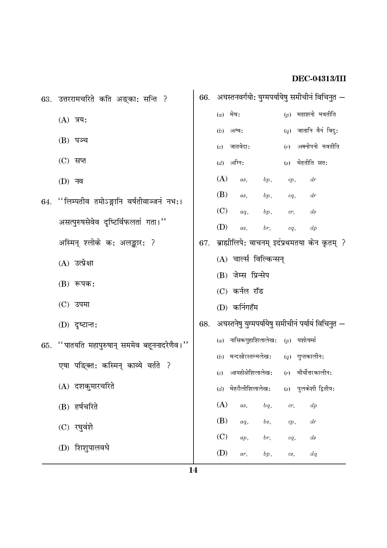 Maharashtra SET Sanskrit Question Paper III December 2013 13